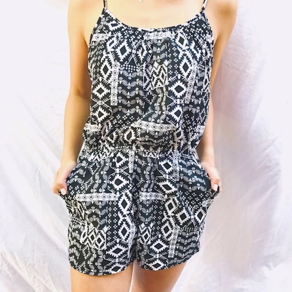 black and white romper